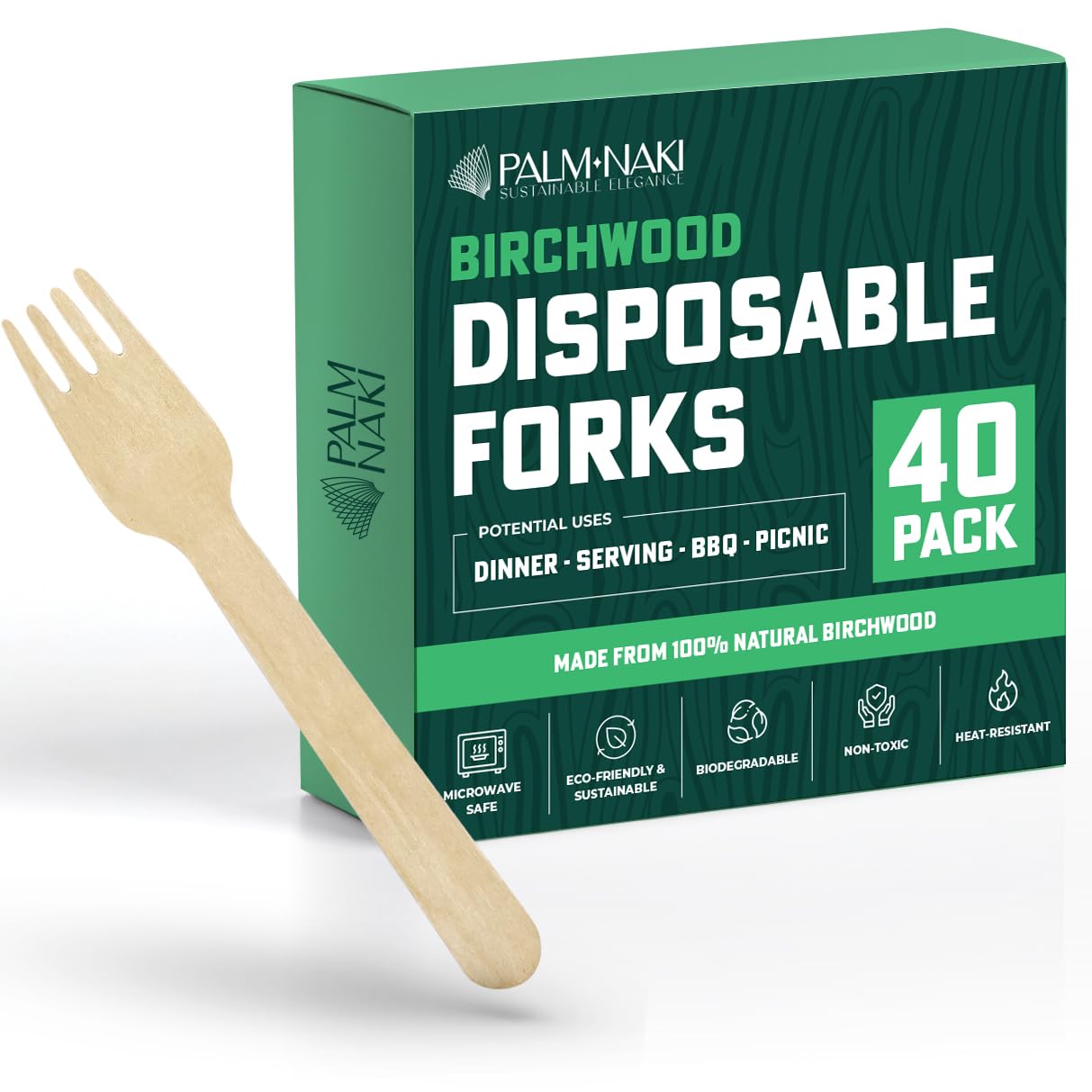 Amazon.com: PALM NAKI Birchwood Cutlery - 40 Count - Disposable